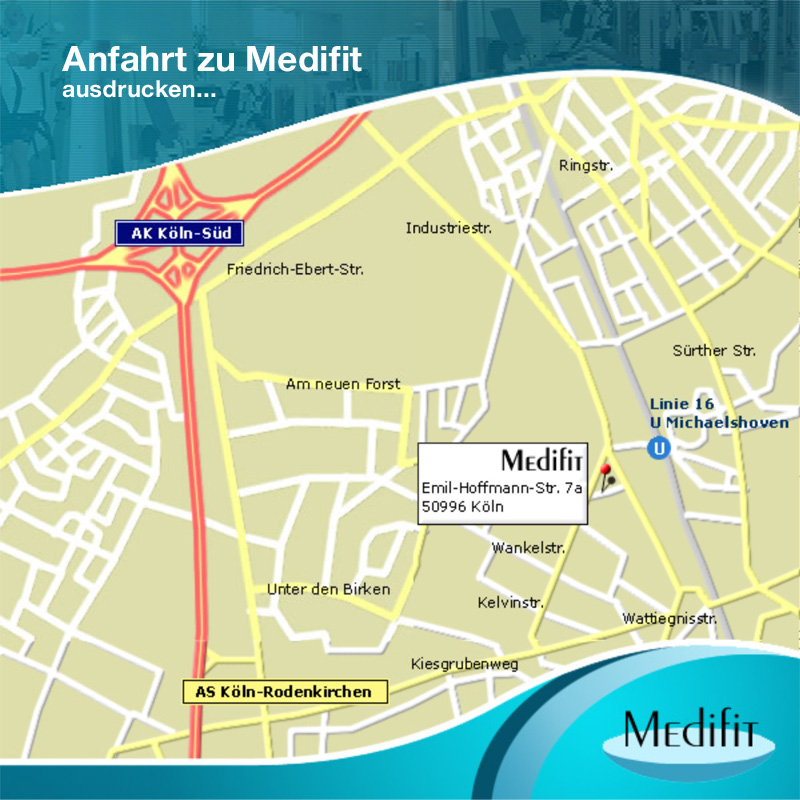 Anfahrt zu Medifit - Ihrem Gesundheitszentrum im Kölner Süden